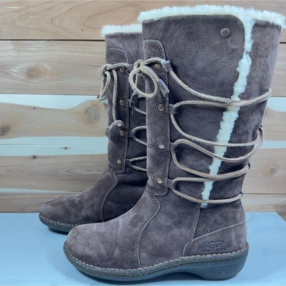 UGG Australia Women's SurfCat High boots Shearling Tall Lace Up Brown Size 7 - Picture 5 of 8